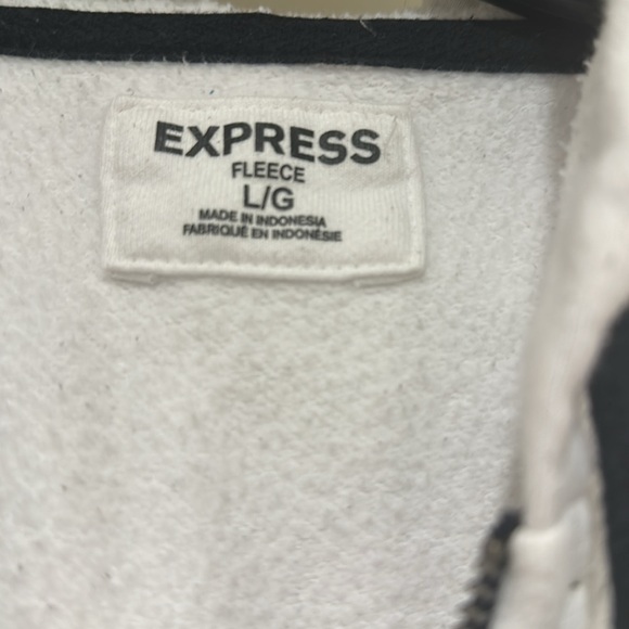 Express White Zip-Up Hoodie with Logo - Picture 2 of 5
